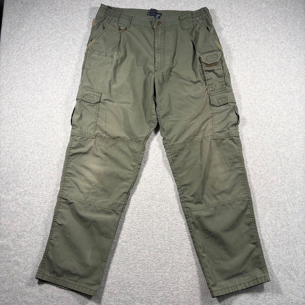 5.11 Tactical Series Cargo Pants Mens 36x32 Green Ripstop Multi Pocket Outdoor